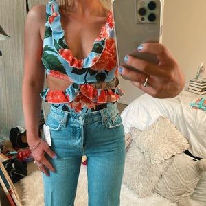 boohoo floral cutout bodysuit/romper